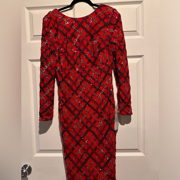 EMERY DRESS In Rouge Red Multi - Picture 6 of 7